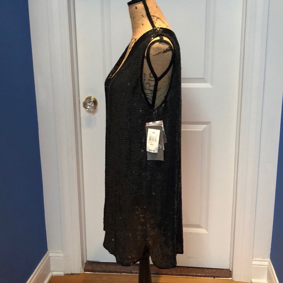 Black V Neck Sequins Tank Party Dress - Picture 3 of 6